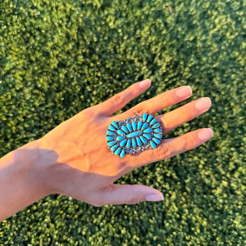 Turquoise cluster ring