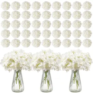 VEVOR Artificial Flowers,  305 pcs Real Looking White Silk Fake Hydrangea Bulk, White Faux Bridal Shower with Stems for DIY Wedding Bouquets, Home Centerpieces Arrangements, Party Tables Decorations