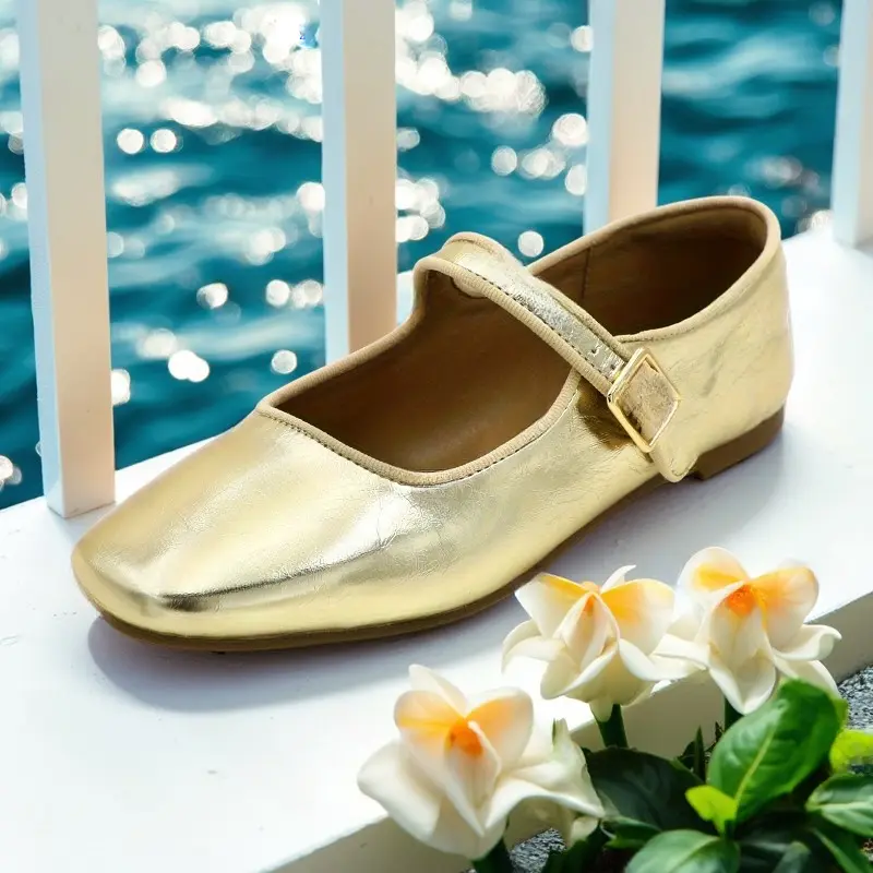Women's Mary Jane Flats - Soft Synthetic PU Leather Ballet Shoes with Classic Round Toe, Braid Ankle Strap, Buckle, Flexible Slip-On Design, Lightweight Modest Footwear for Business, Party