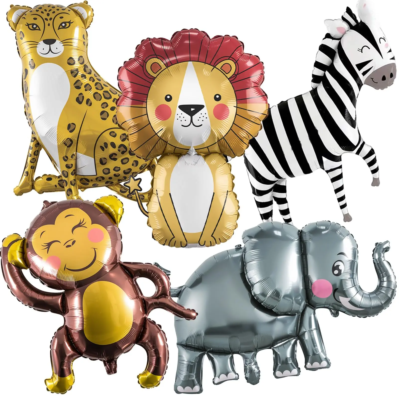 Jungle Safari Animals Balloons  Theme Birthday Party Decorations Lions Zebra Elephant Monkey Leopard Foil For One Zoo Shower Decor Supplies
