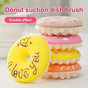 5-piece sponge brush, multi-functional kitchen cleaning sponge, 4 doughnut dishwashing sponges with 1 suction cup