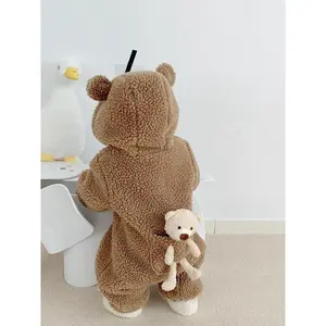 Baby Winter Fleece Romper, Unisex Warm, Cute Bear Hoodie, Newborn Clothes, Baby Clothes Girl, Thickened Thermal Wear for Fall & Winter