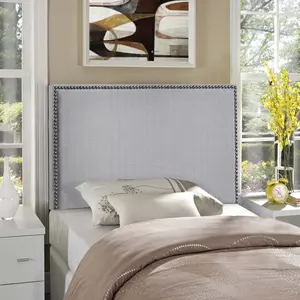 Modway Region Nailhead Twin Upholstered Headboard in Sky Gray