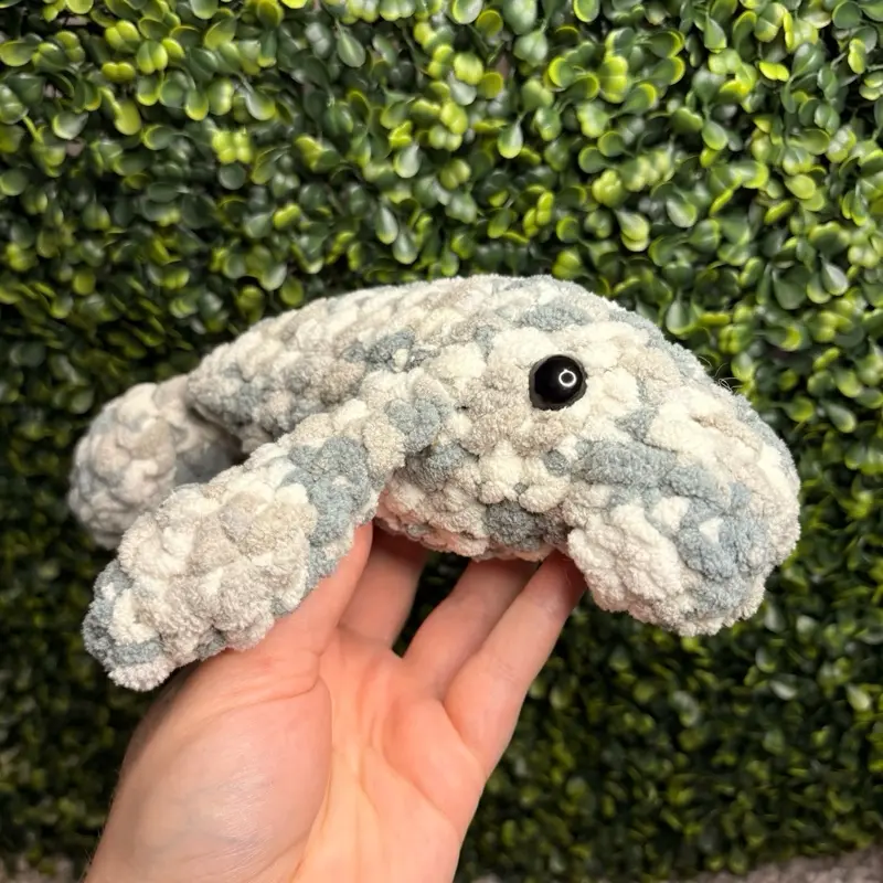 Gray Handmade Crochet Manatee Plush | Cute Manatee Stuffed Animal | Soft Amigurumi Sea Cow Gift