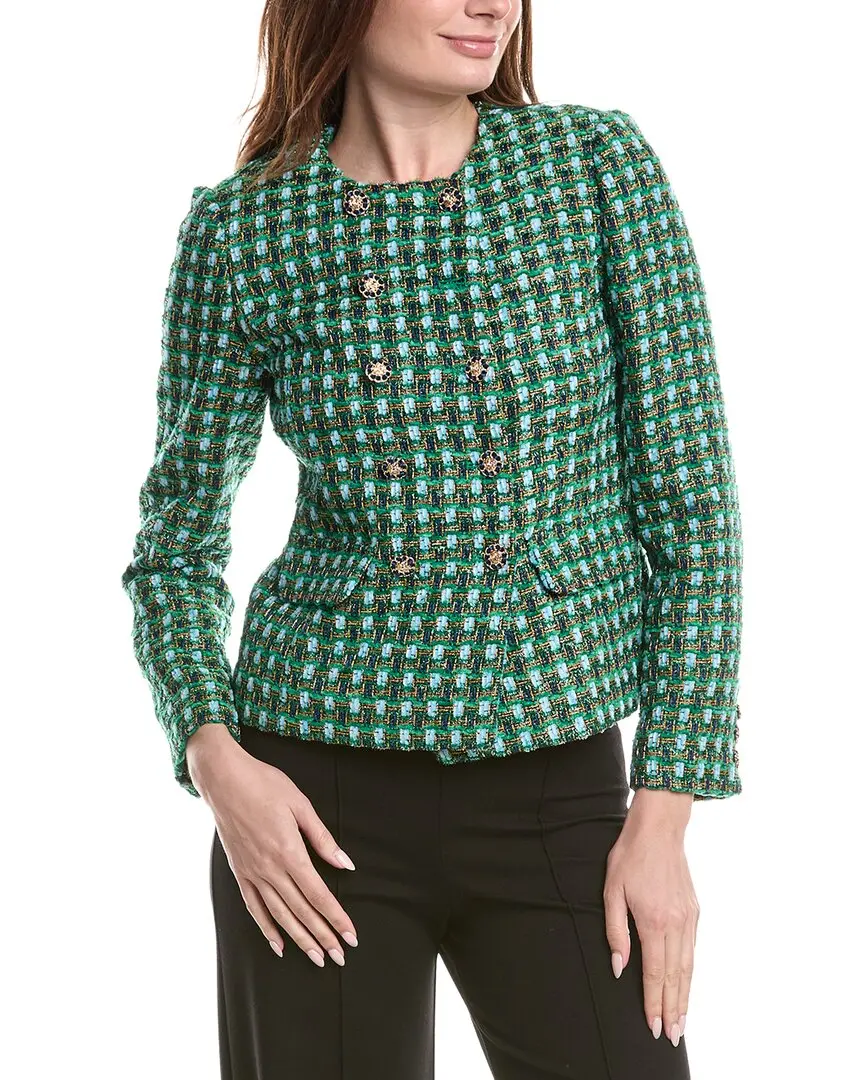 Elie Tahari Tweed Double Breasted Blazer
