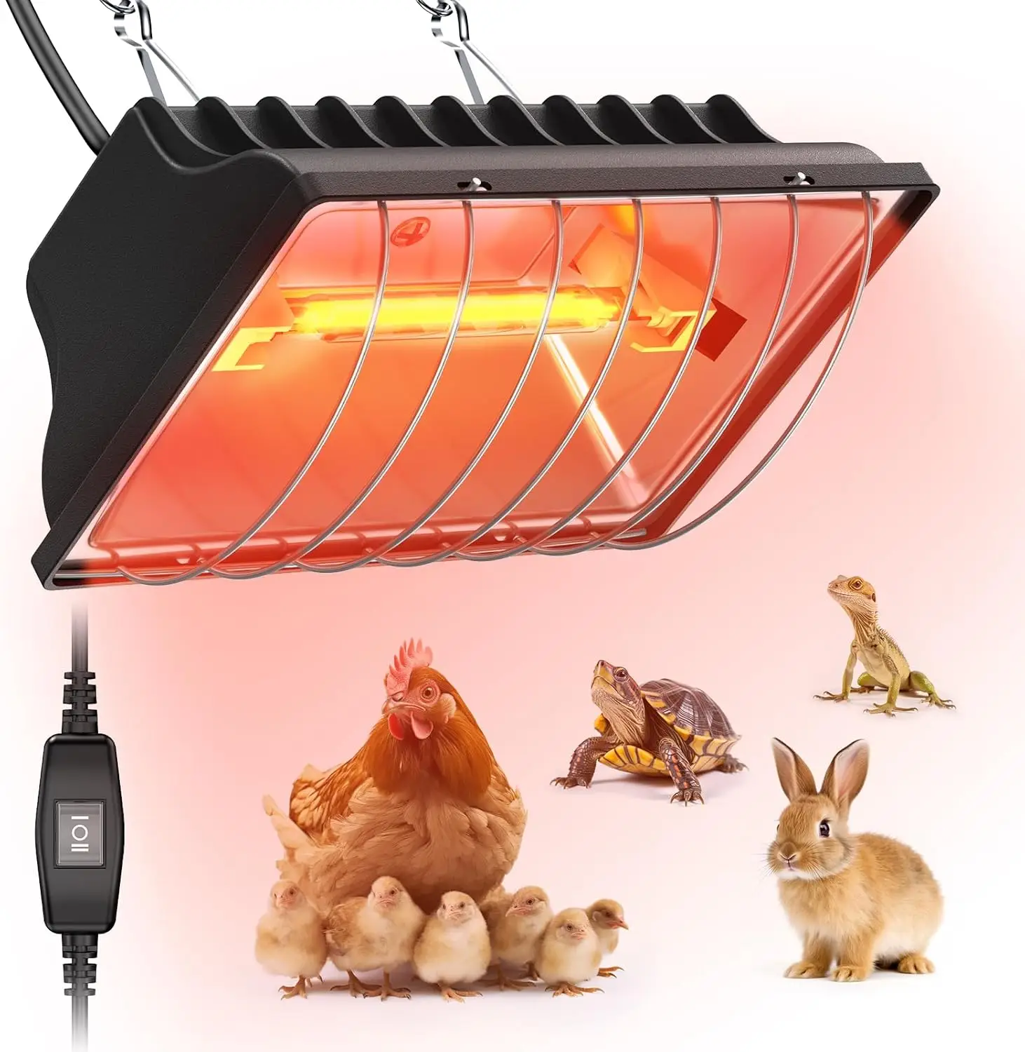 300W Chicken Coop Heater for 30 Chicks Or Ducks, 9.84ft Cord Brooder Heating Plate & Heat Lamp Chicken Coop House with Adjustable Temp & Hanging Heigh