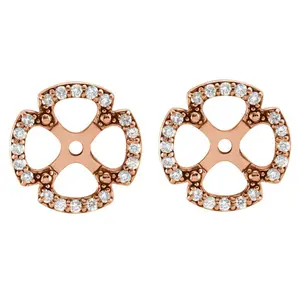 1/5Ct Clover Diamond Earring Jackets 14K Rose Gold (5-5.5mm)