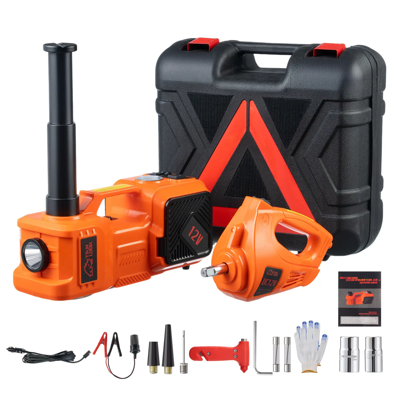 5T Vehicle-Mounted Electric Jack with Electric Wrench Adjustable Rope & Light Air Pump Multifunctional Tire-Changing Tool for Various Models Ideal for Home Travel