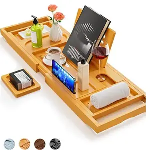 Premium Bathtub Tray Caddy - Expandable Bath Tray - Unique House Warming Gifts, New Home, Anniversary & Wedding Gifts for Couple