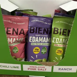 Biena Crispy Roasted Edamame Beans Snack – High Protein Low Carb Snack for Adults & Kids, 12g-13g Protein per Serving - Made w/Avocado Oil – Vegan, Gluten-Free, Crunchy Edamame Snack