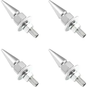 4 PCS Spikes License Plate Screws for Car, Anti Theft Spike Shape Aluminum Car Plate Frame Fastenings Bolt, Cool Licence Plate Screw Set for Car Truck Motorcycle, Car Accessories (Silver)