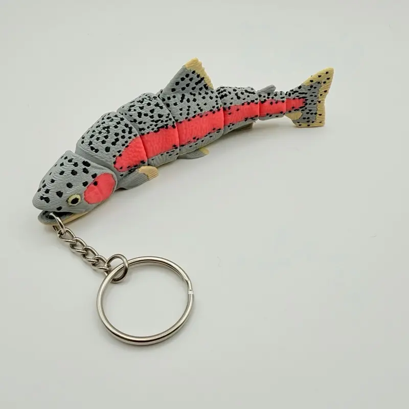 Compact Practical Rainbow Trout Keychain Charm, Split Ring - Ideal for Birthday Gifts