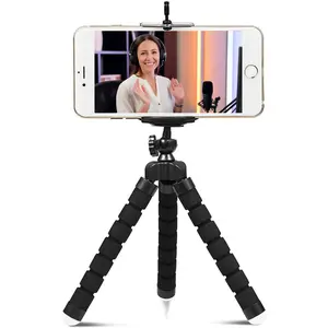 Flexible Sponge Tripod with Non-slip Design for Mobile Phone Video Recording, Selfie Stick with Phone Holder, Selfie Stand, Phone Accessories for Home & Office Use, Vlogging Kit