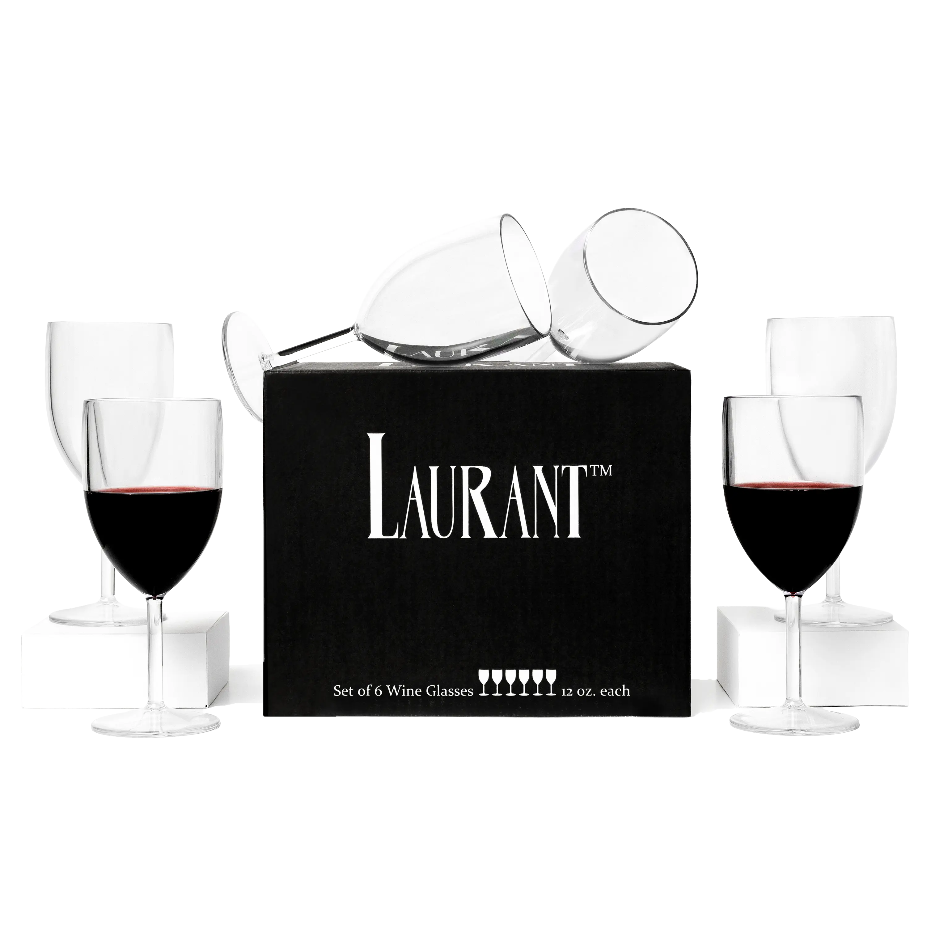 Laurant Tritan Wine Glasses 12 oz – Unbreakable, Crystal-Clear, Dishwasher Safe (Set of 6, BPA-Free)