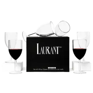 Laurant Tritan Wine Glasses 12 oz – Unbreakable, Crystal-Clear, Dishwasher Safe (Set of 6, BPA-Free)
