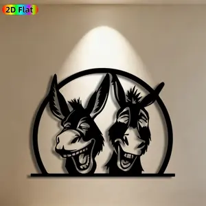 1pc Donkey Metal Wall Art Donkey Statue Mural, Ideal Gift for New Year, Easter, Weather-Resistant Metal Wall Decor Wall Sculptures, Perfect for Outdoor Fence & Living Room Wall Animal Decor Enthusiasts