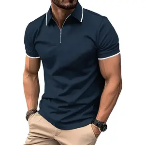 Polo Shirts for Men Quarter Zip Casual Shirts Short Sleeve Moisture Wicking Golf Polo Collared Shirts