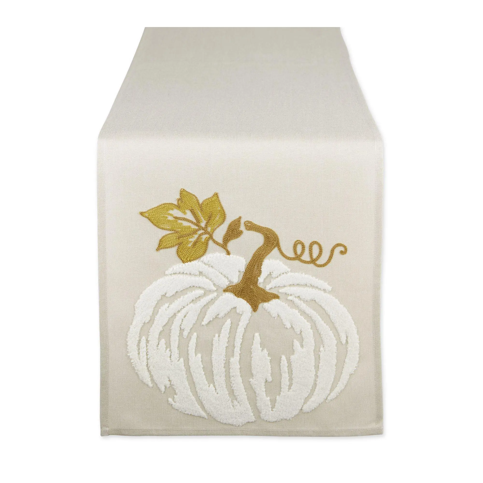Design Imports 14"x70" White Pumpkin Embroidered Table Runner