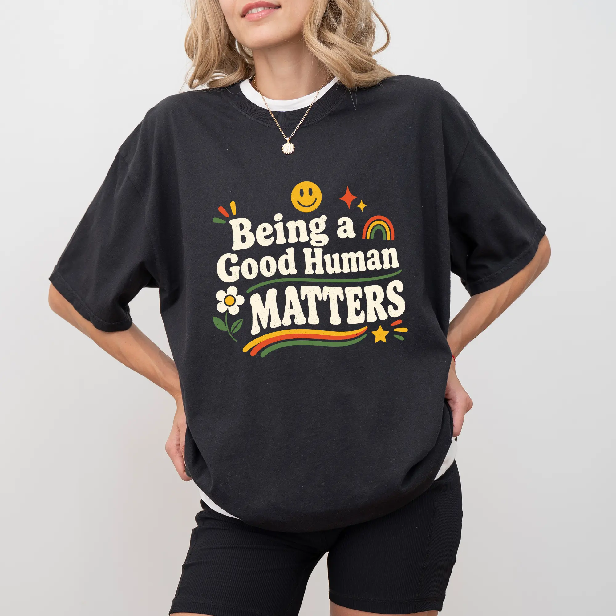 MAPTEES Being A Good Human Matters Comfort Colors Shirt, Choose Kindness Graphic Tee, Positive Vibes T-shirt, Mental Health Awareness Outfits