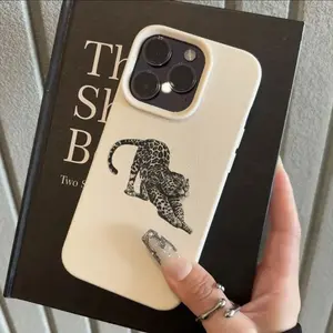 Charming Leopard Print Minimalist Design Case for iPhone 16 Pro Max, iPhone 15 Pro Max/14/16 Plus/13 Pro/12/11 - Stylish TPU Anti-Drop Protective Cover with Elegant Style