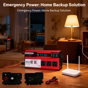 5000W/6000W Portable Car Power Inverter – 12V to 110V/120V, LCD Display, 4 USB Ports for Camping RV