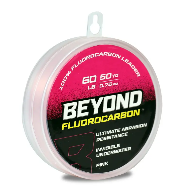 Beyond Braid Fluorocarbon Fishing Leader Material - 50YD Pink Fishing Equipment, Lower-Reflective Index, Faster Sink Rate, Hides Your Line So Fish Can't See It, Superior Knot Strength, Ultimate Abrasion Resistance, Ultra-Strong Construction