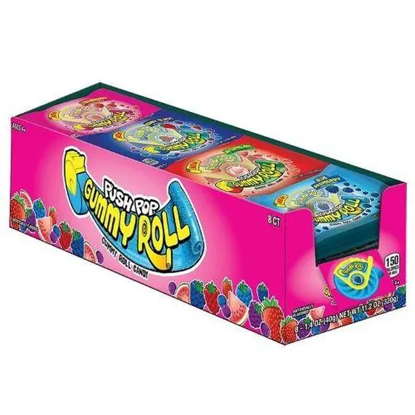 The Bazooka Company Push Pop Gummy Rolls 8ct