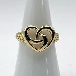 14K Gold-Plated Heart Ring for Women | Minimalist Gold Statement Ring
