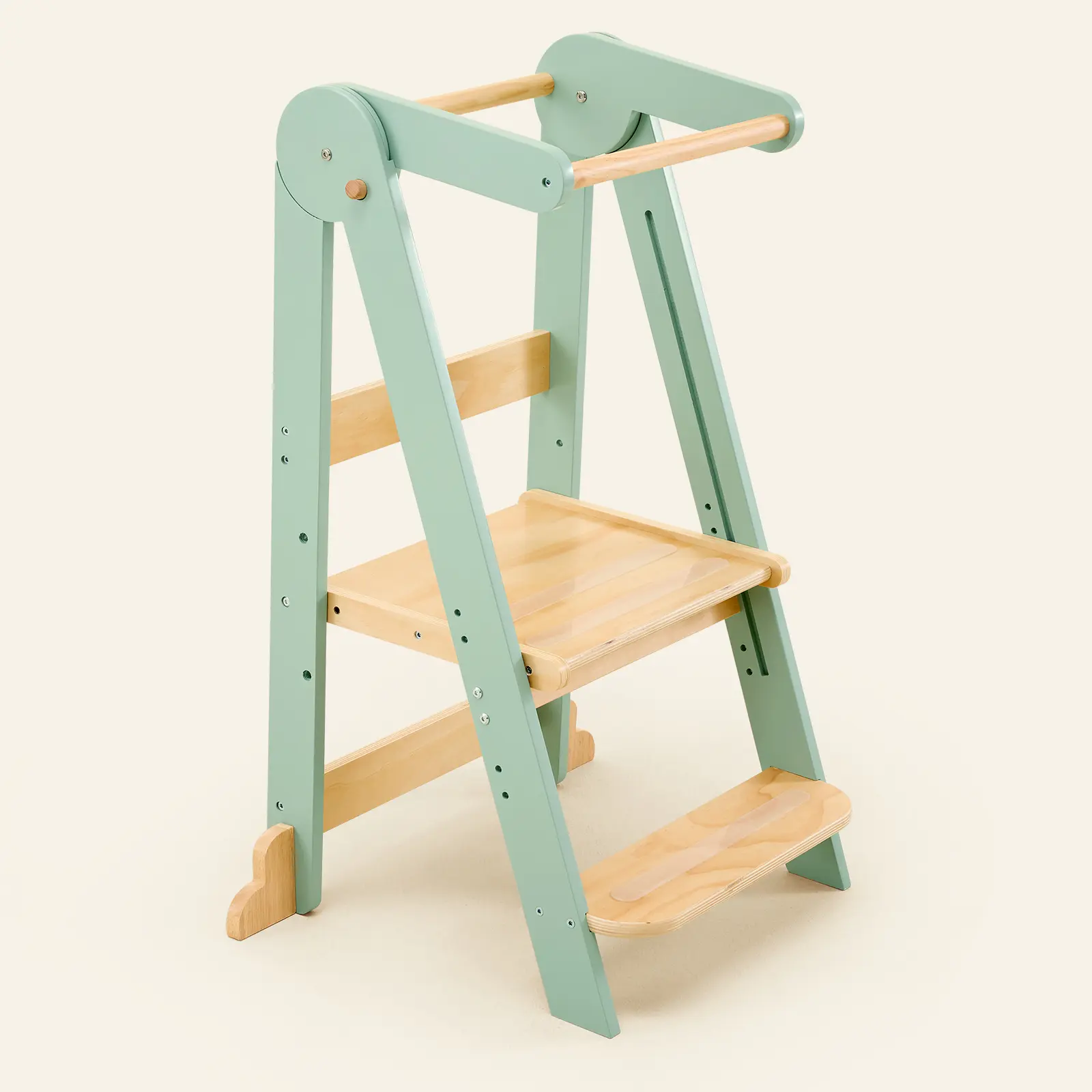 HARPPA Foldable Toddler Tower - Portable, Adjustable Montessori-Inspired Wooden Standing Tower for 2-6 Yrs, Convertible for Kitchen & Bathroom,summerwins