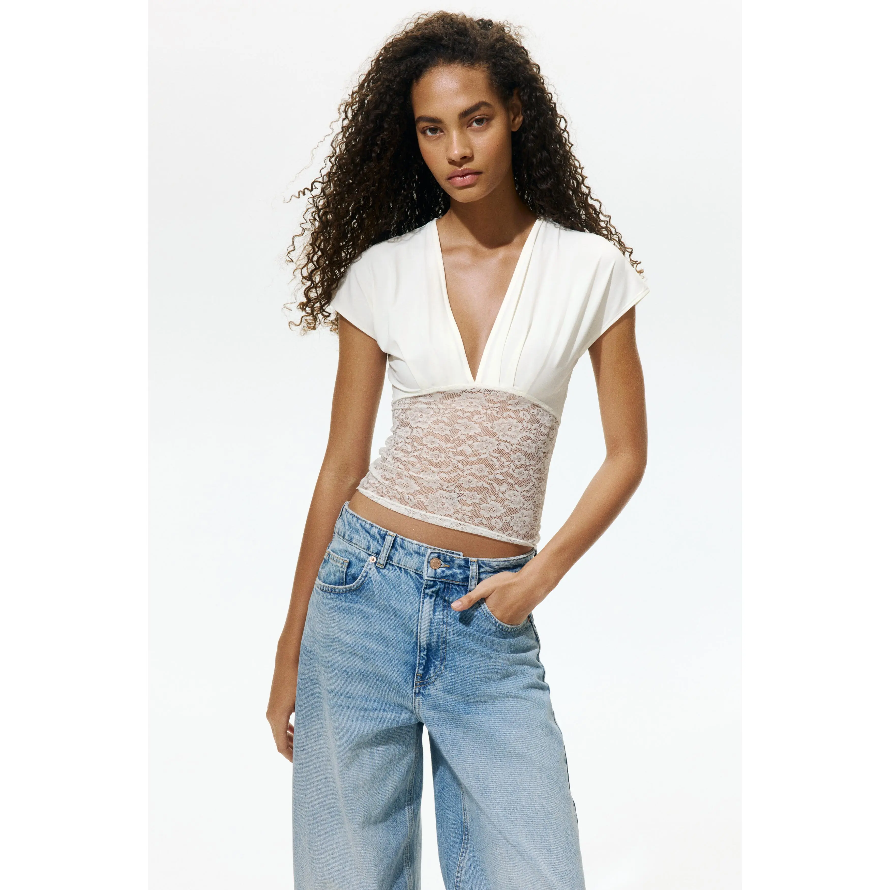 H&M Dual-fabric draped top