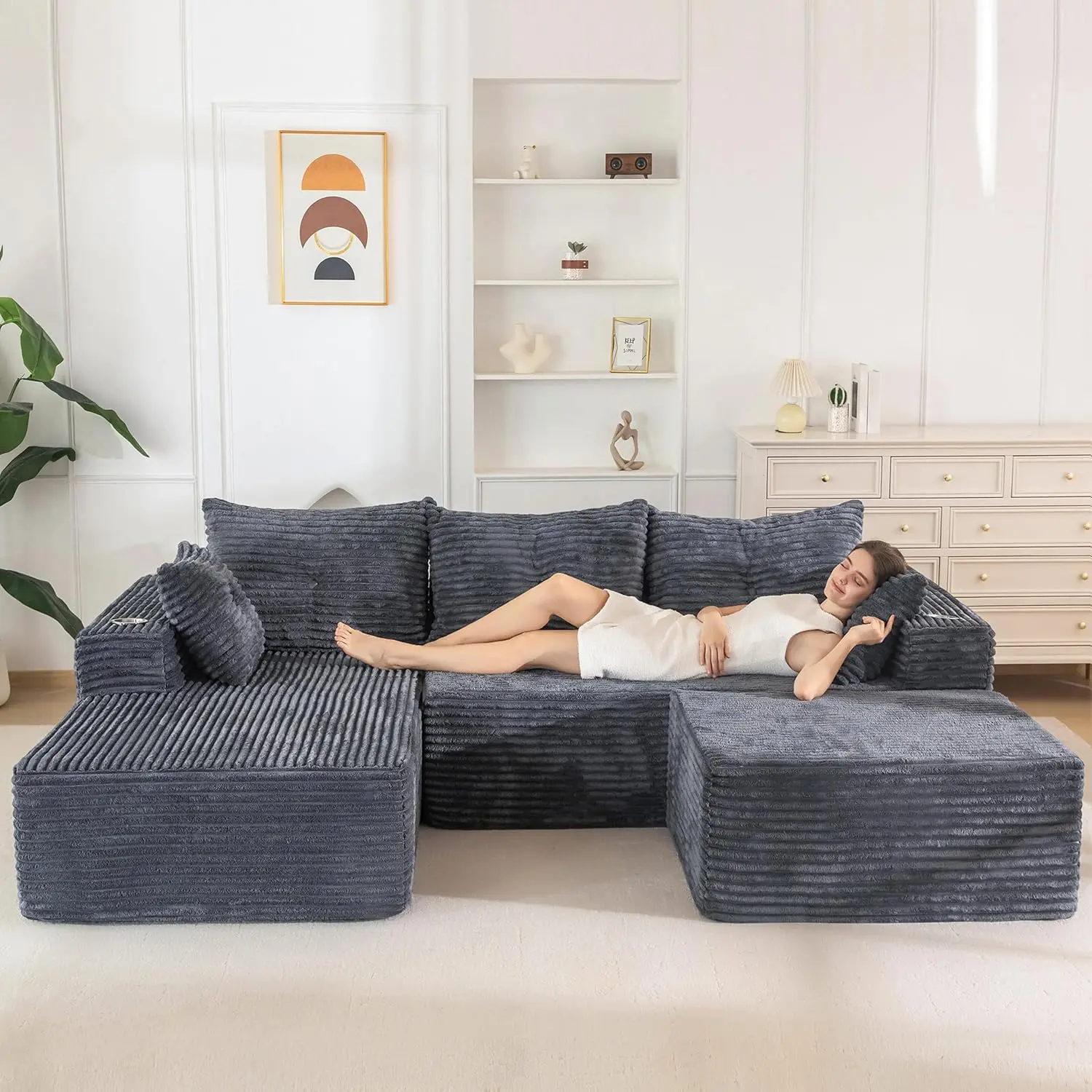 Dark Grey U Shape-Left Facing Chaise