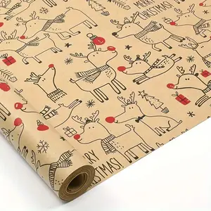 Large Roll Kraft Paper, Christmas Tree Design, Perfect for Gift Wrapping, Gift Box Packaging & Party Decoration, Ideal for Holidays & Birthdays