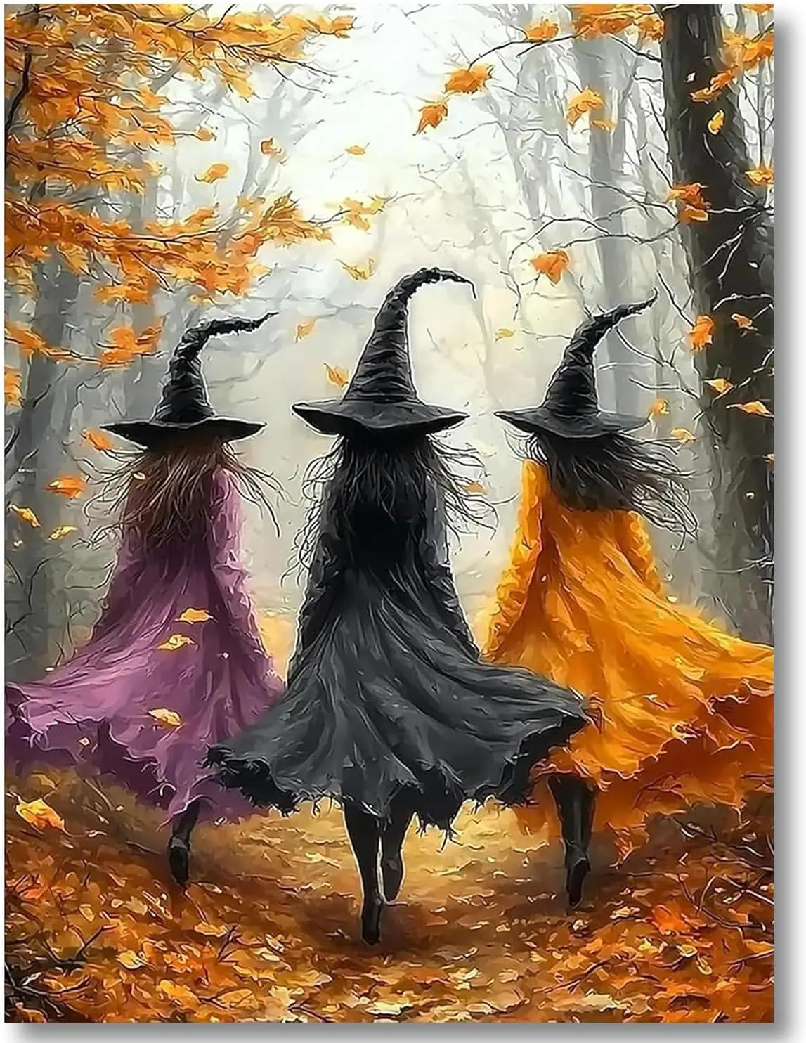 Witch Stamped Cross Stitch Kits for Adults - Halloween Embroidery Kits for Beginners Adults,11 CT Full Patterns Dimensions Counted Cross Stitch Kits for Adults Arts Craft 12x16 inch
