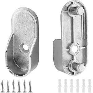 2 Pack Oval Closet Rod End Supports, Zinc Alloy Wardrobe Bracket Closet Rod Holder Pole Socket Fit for 15x30mm Oval Rods With 5mm Pins