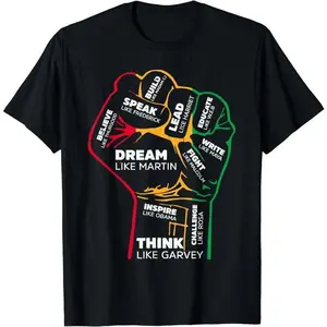 100%25 Cotton Inspiring Black Leaders Power Fist Hand Black History Month T-Shirt[100%25 Cotton] Golf Gift T-Shirt For Men And Women