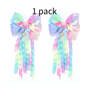 Girls' Hair Accessory Set, Gradient Fringe Bow Spiral Clip, Perfect for Daily Wear & Party Looks, Stylish Girls' Accessories, Hair Accessories Sets