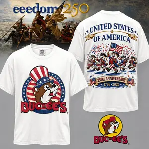 [Sale up to 50%] [Free Ship] Buc-ee’s United States Of America 250th Anniversary Comfort Color T-Shirt, Retro Independence Celebration Shirt, Unisex 4th of July Gift