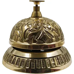 Solid Brass Victorian Style Service Desk Bell, Antique Reception Desk Bell, Rustic Bells for Hotel, Restaurant, Kitchen, School, Office, Counter