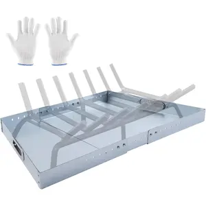 Fireplace Ash Tray - Adjustable Ash Pan with Handles for Up to 31" Fire Place Grate | Expandable Fireplace Tray | Galvanized Steel Ember Holder Pan | Glove & Nuts & Bolts Included, Silver