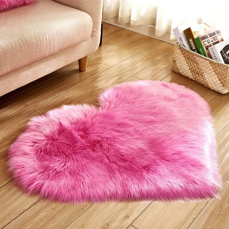 Multifunctional Shaggy Heart-Shaped Rug/Mat – Non-Slip, Cute Girly Style – Home Decor & Textiles