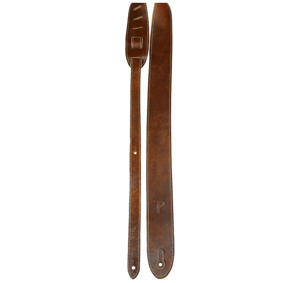 Perri's Leathers BM2 Unisex 2" Width Soft Leather Guitar Strap - Chestnut, Long, Adjustable
