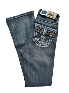 Meet Me Medium Blue Bling Royal Pocket Bootcut Jean