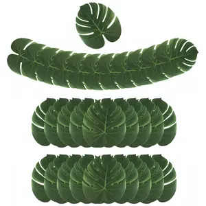 30pcs Palm Leaf Artificial Tropical Monstera Leaves, Hawaiian Party Table Decor, Wedding Birthday Theme, Plant Party Decoration