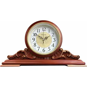 Mantel Clock, Antique Desk Clock, Modern Quartz Movement-Continuous Scanning (Ultra-Quiet), Suitable for Mantel/Desktop, Living Room Decoration (Brown)