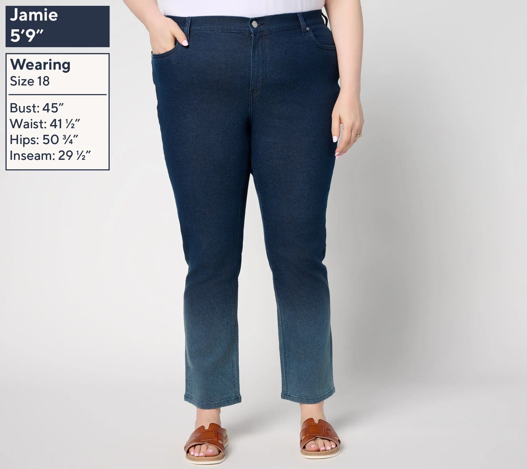 Denim & Co. Tall Indigo Classic Stretch Dip Dye Ankle Jean