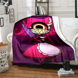 Nifty.Hazbin Hotel patterned printed blanket, suitable for the living room, bedroom, office and lunch break, portable blanket for all four seasons, holiday gift for family and friends, Christmas, Cozy Chic Blanket, Giftable Blankets