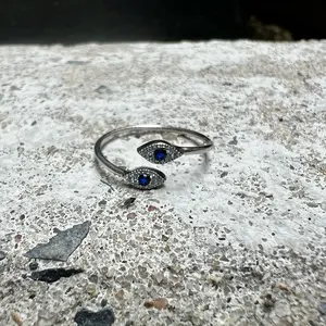 Sterling Silver Double Headed Evil Eye Ring for Women