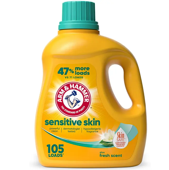 ARM & HAMMER Sensitive Skin Liquid Laundry Detergent, Fresh Scent, 105 fl oz, 105 Loads