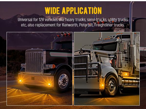 Partsam 4Pcs Glass Watermelon Lights Clear Lens Amber Light for Cars Trucks