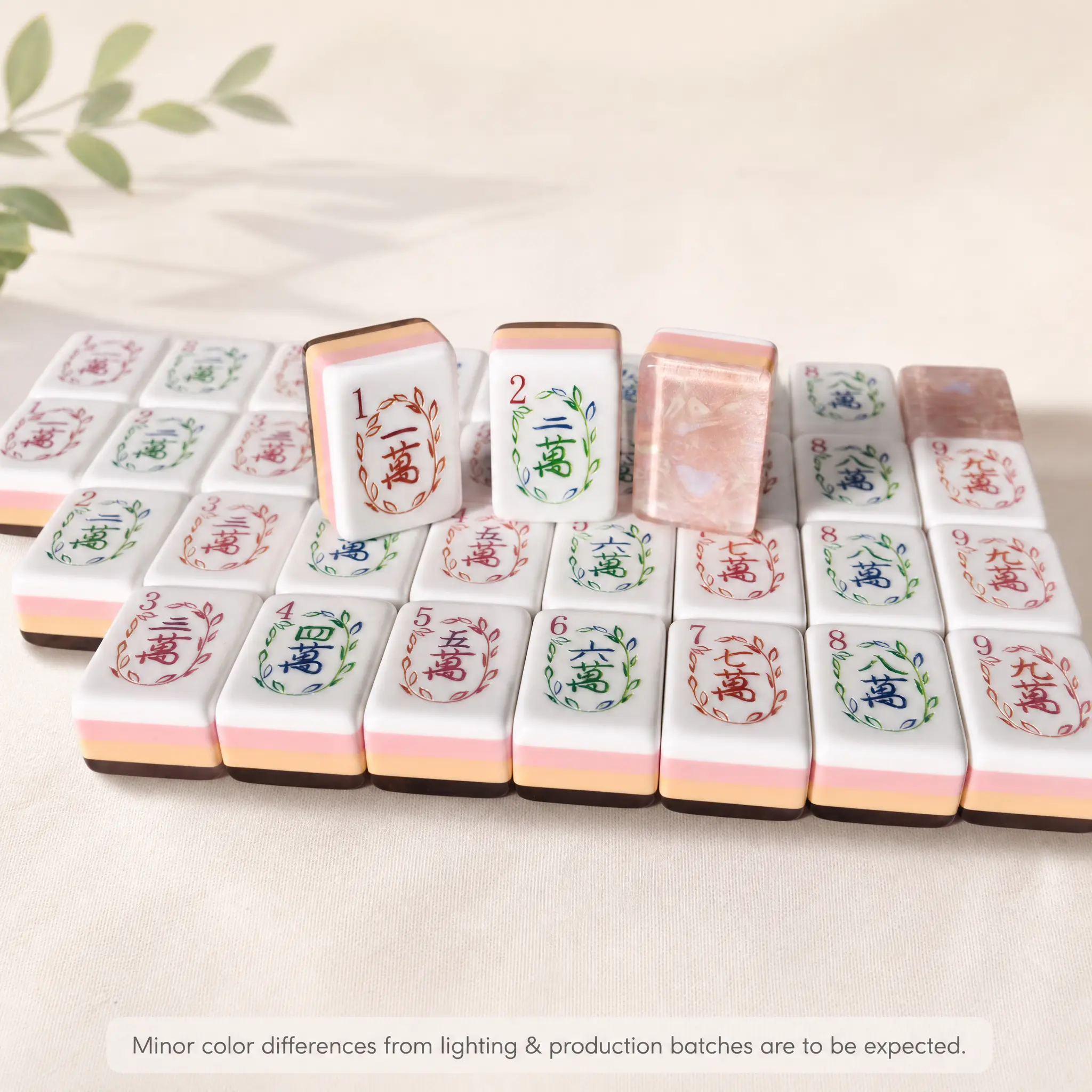 Pastel Floral American Mahjong Set, 160 4-Tier Acrylic Tiles with Base, Modern Engraved Game for Family Night & Colorful Cozy Hobbies, Acrylic Base